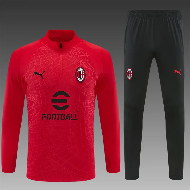 2026-27 AC Milan Red Half-Zip Long-Sleeve Training Jersey