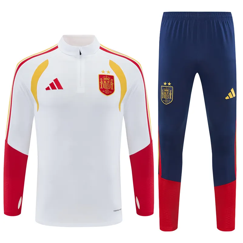2026-27 Spain White Half-Zip Training Jersey (Two Stars)