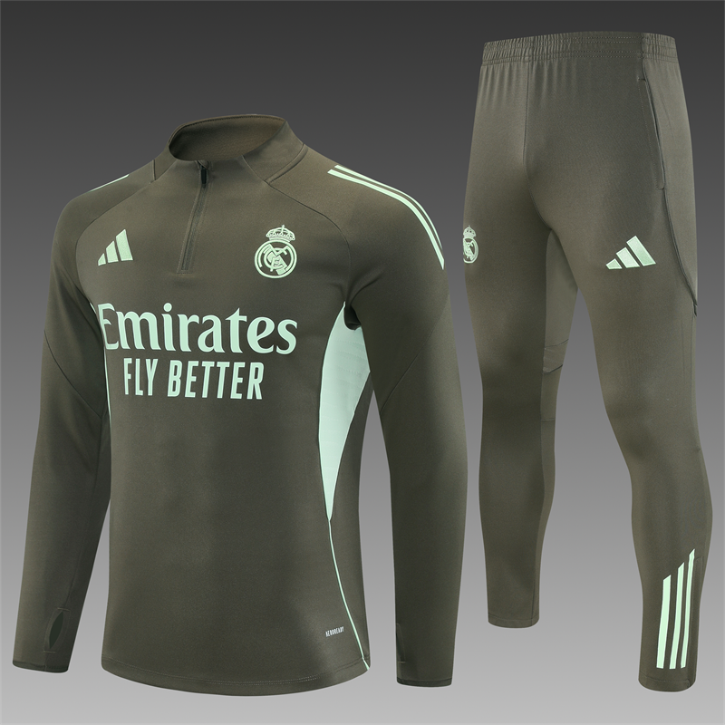 2025-26 Real Madrid Khaki Half-Zip Training Jersey