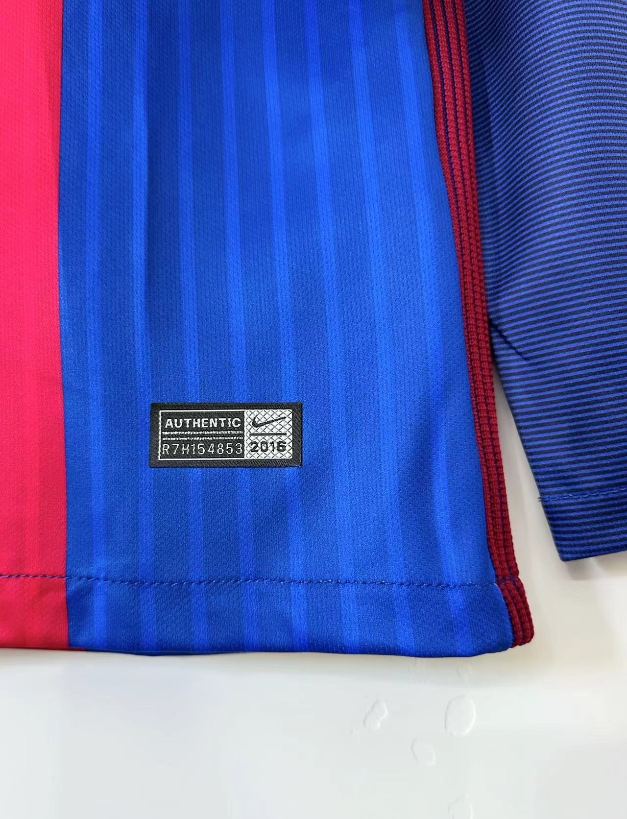 2016-17 Barcelona Home Long Sleeve Retro Jersey