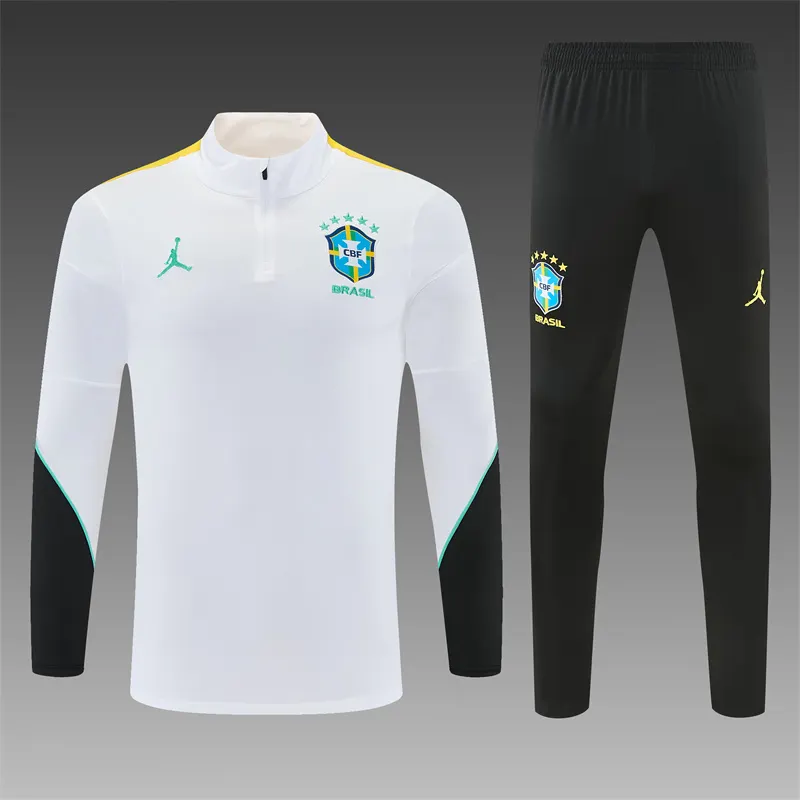 2026-27 Brazil Jordan White Half-Zip Training Jersey
