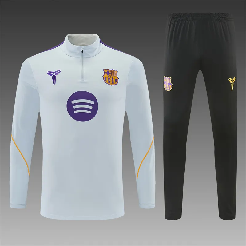 2026-27 Barcelona Red and Light Grey Half-Zip Training Jersey